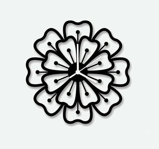 Modern Black Flower Wall Clock | Silent Non-Ticking Decorative Timepiece