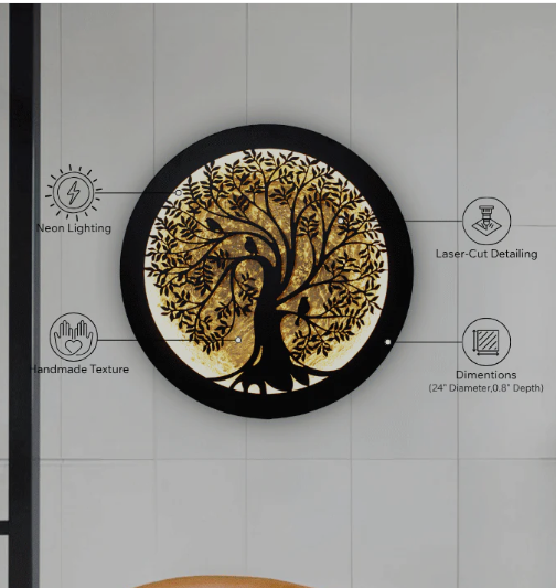 Tree of Life LED Wall Art – Modern Wooden Decor with Backlight