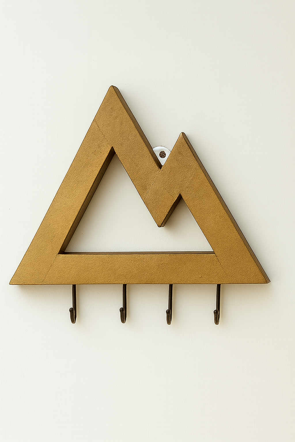 Beautiful Mountain-Shaped Wooden Key Holder - Gold Colour