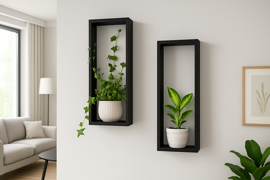 “Minimalist rectangular wall-mounted wood shelf for home décor”
