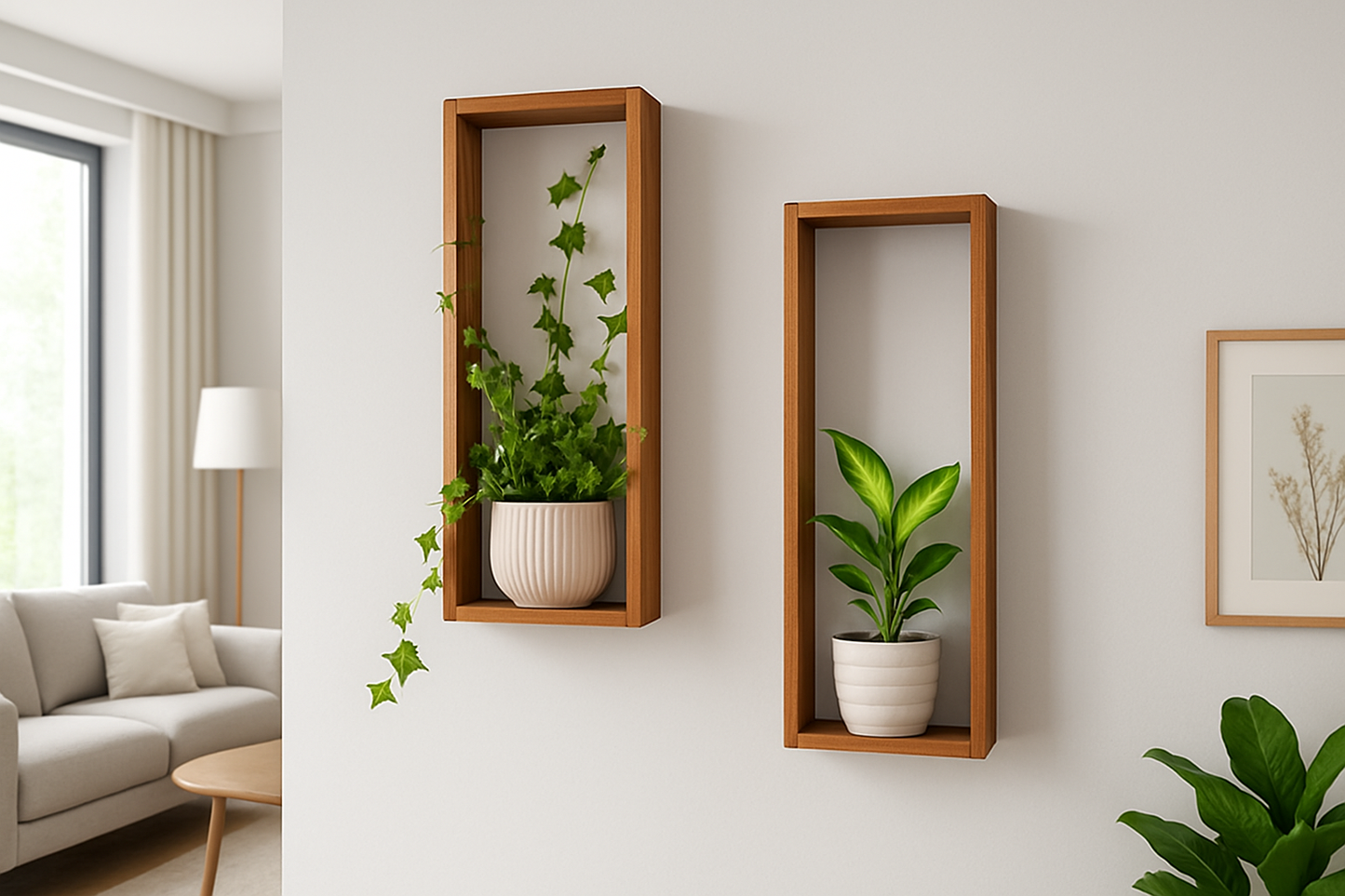 “Minimalist rectangular wall-mounted wood shelf for home décor”