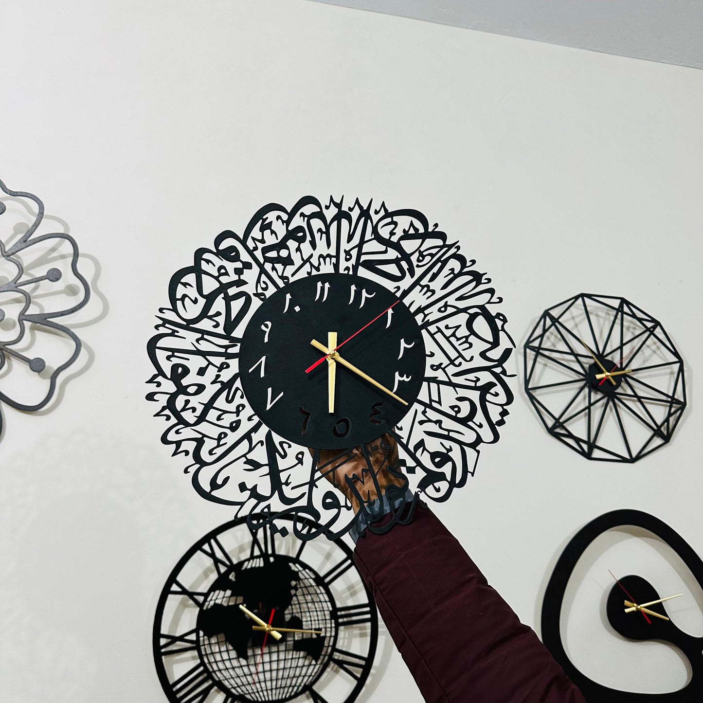 Islamic Wall Clock – Surah Al-Ikhlas Calligraphy | MDF Wood