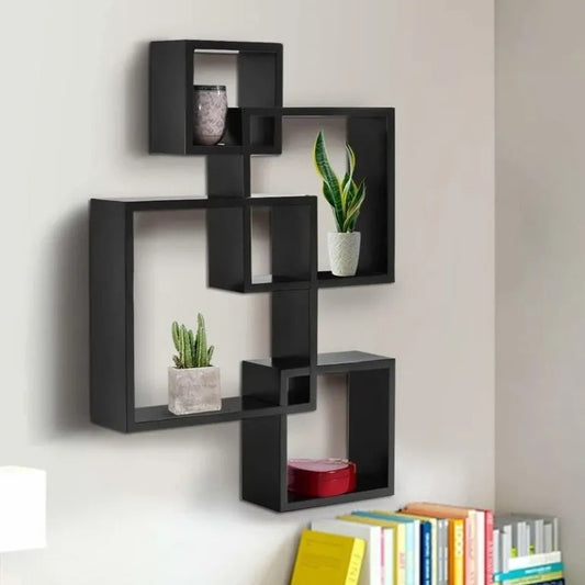 Set Of 4 Cube Intersecting Shelf | Modern Wall Shelf