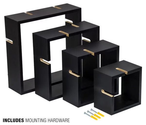 Set Of 4 Cube Intersecting Shelf | Modern Wall Shelf