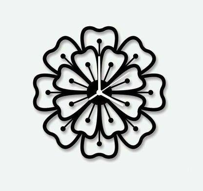Modern Black Flower Wall Clock | Silent Non-Ticking Decorative Timepiece