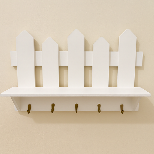 Beautiful White Wall Shelf With Key Holders