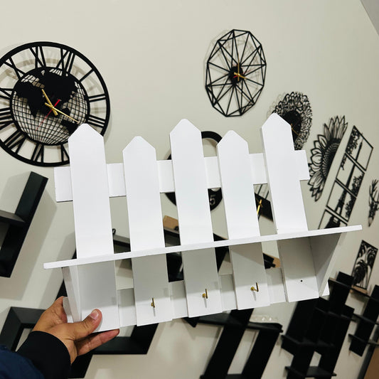 Beautiful White Wall Shelf With Key Holders