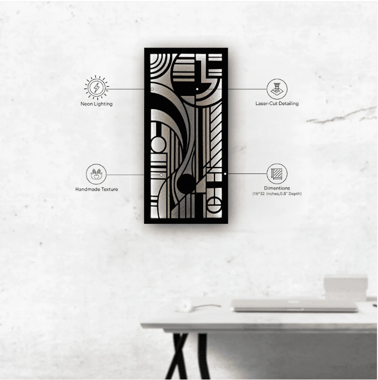 Geometric Wooden Wall Art with LED Backlight
