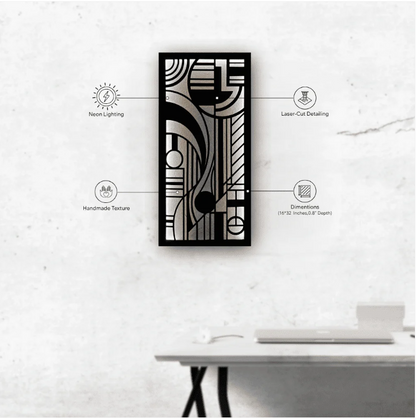 Geometric Wooden Wall Art with LED Backlight