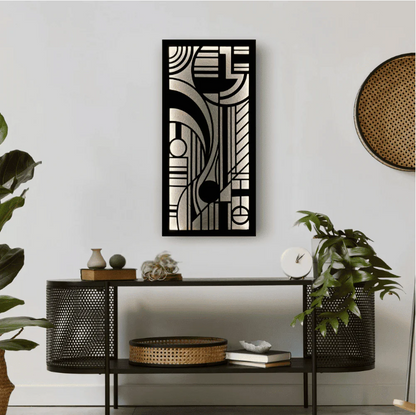 Geometric Wooden Wall Art with LED Backlight