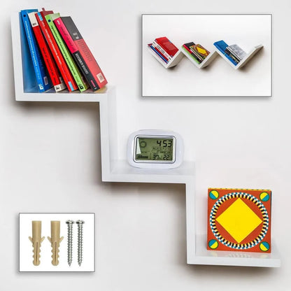 Set Of 2 W Shape Wall Shelves | Modern Shelves for Home