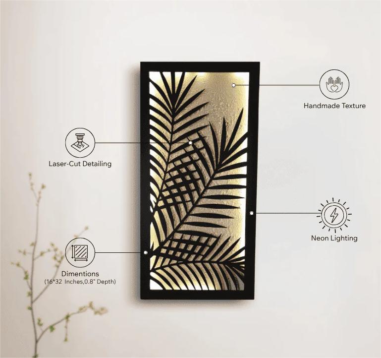 Palm Harmony Wall Art with Backlight