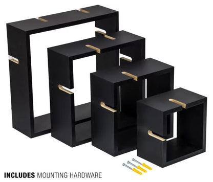 Set Of 4 Cube Intersecting Shelf | Modern Wall Shelf